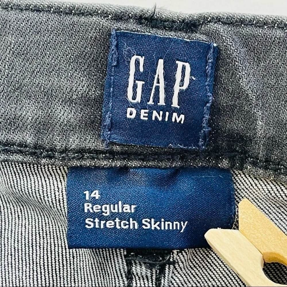 Gap denim skinny‎ jeans stretch black wash adjustable waist girls size 14